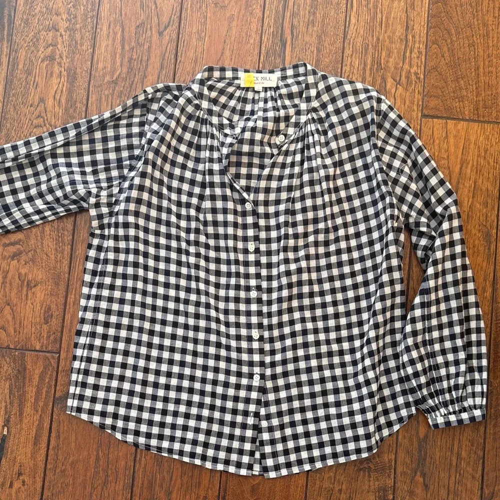 Alex Mill Navy and White Gingham Button-Up Top - Picture 1 of 2